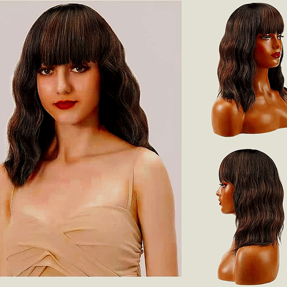 Wavy Bob Wig Ombre Synthetic hair Glueless